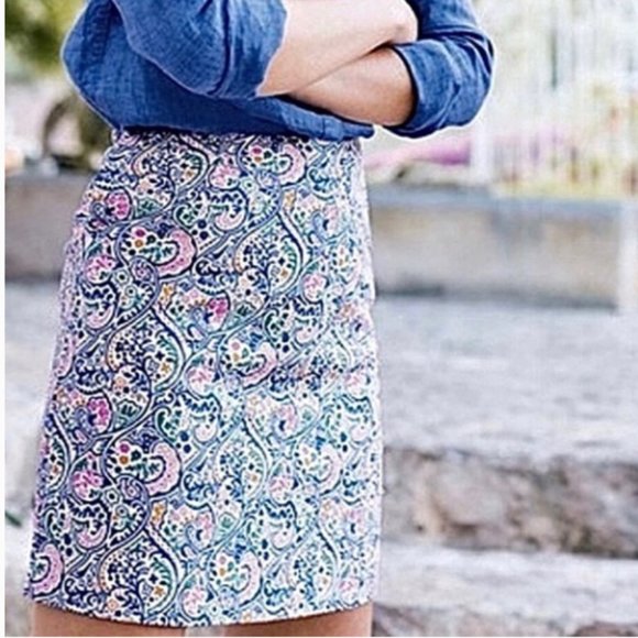 Boden Dresses & Skirts - TALL / LONG Boden 'Terreza' Pique Textured Stretch Paisley Straight Skirt 14L